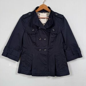 Leifsdottir Dark Blue Double-Breasted Trench Coat, Size 4, Excellent Condition!